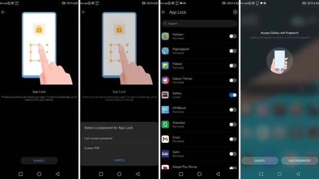 Lock apps using android system feature