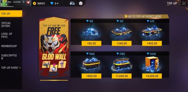 Purchasing diamonds in Free Fire MAX