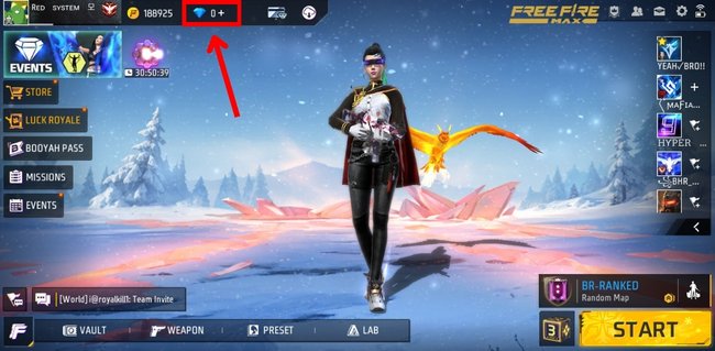Free Fire MAX adding Diamonds