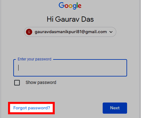 Forgetting password in Gmail to reset it
