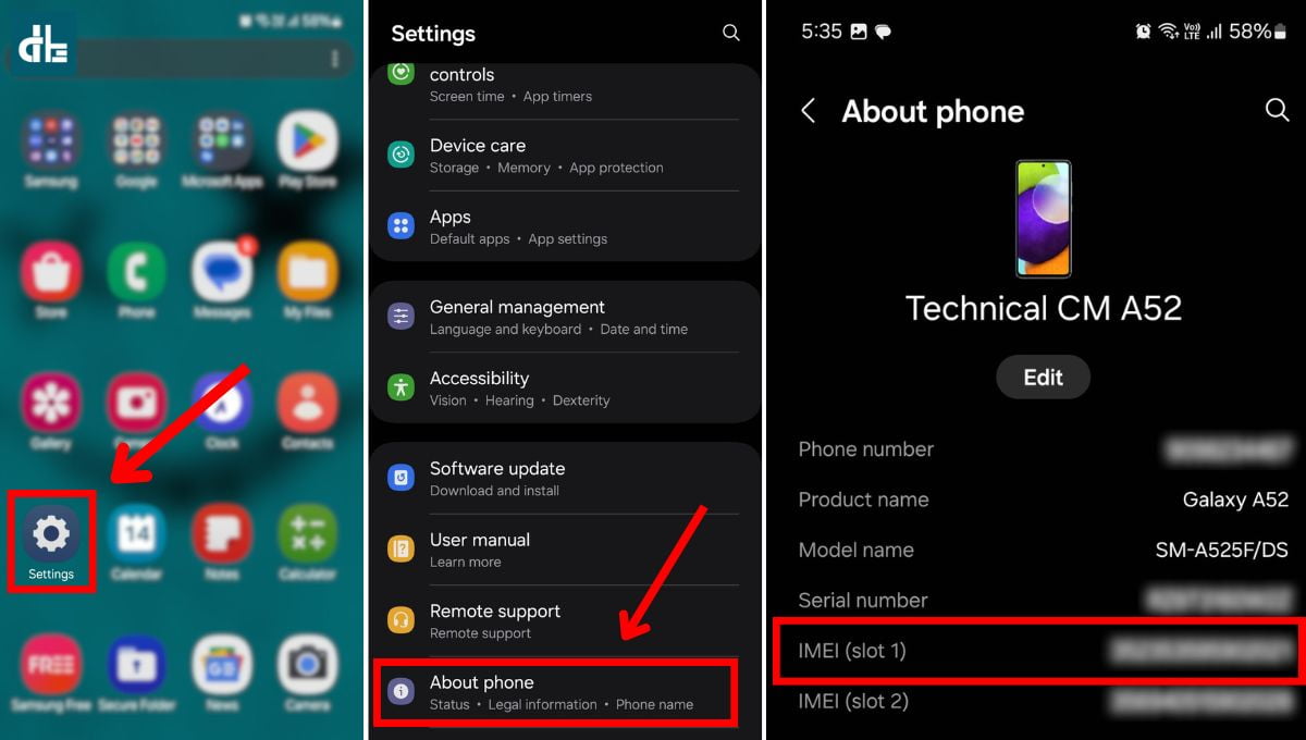 Steps to check the IMEI number on Samsung, Google, or Vivo