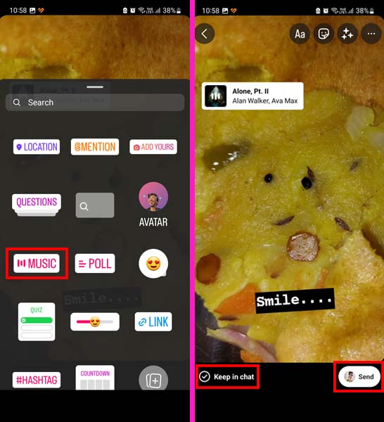 Keep in chat Instagram DM