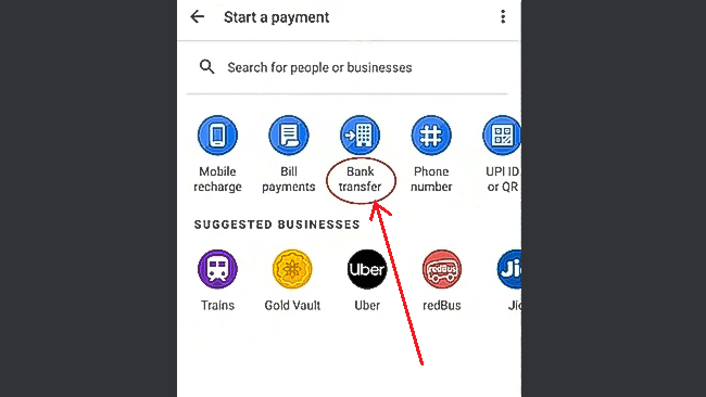 Find IFSC in Google Pay: Step 2