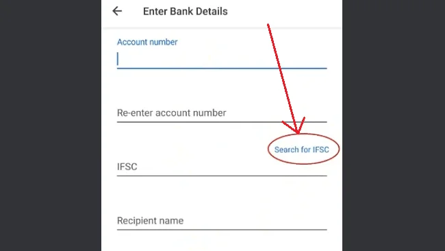 Find IFSC in Google Pay: Step 3