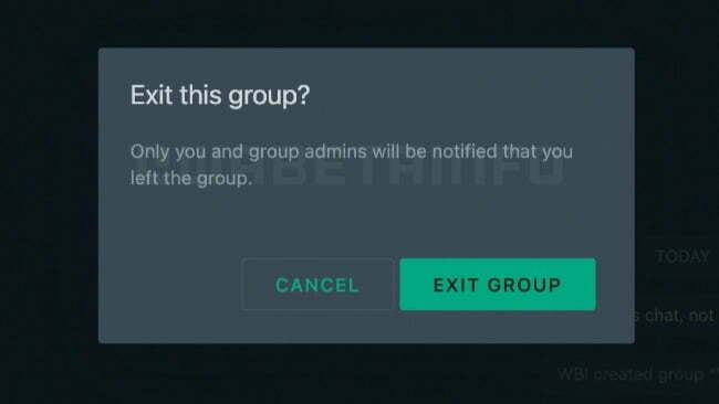 WhatsApp exit group feature