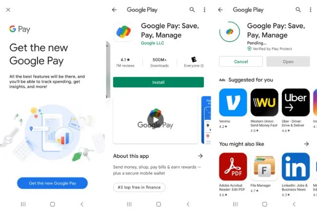 Google Pay Installation on Android.