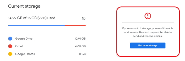 Google Drive Storage Full Error