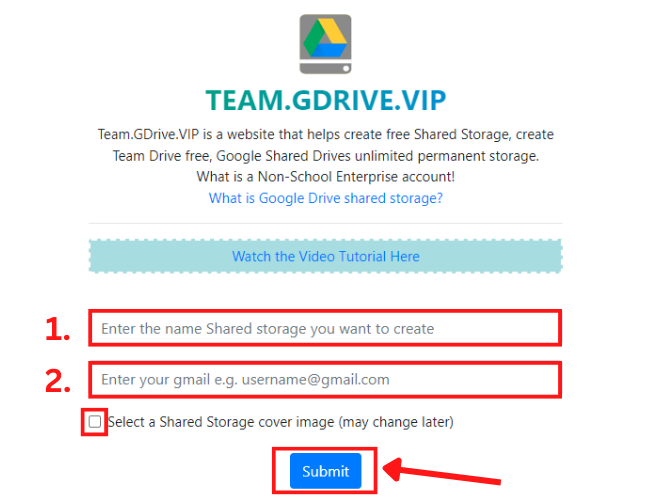 Steps to create Shared Drive via Team GDrive