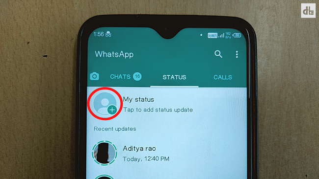 WhatsApp status upload