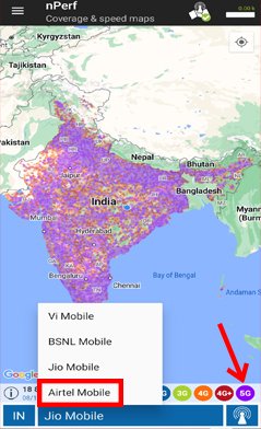 Airtel Mobile 5G Map check nPerf