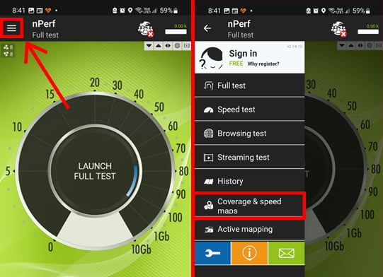 nPerf Coverage maps checking Airtel 5G